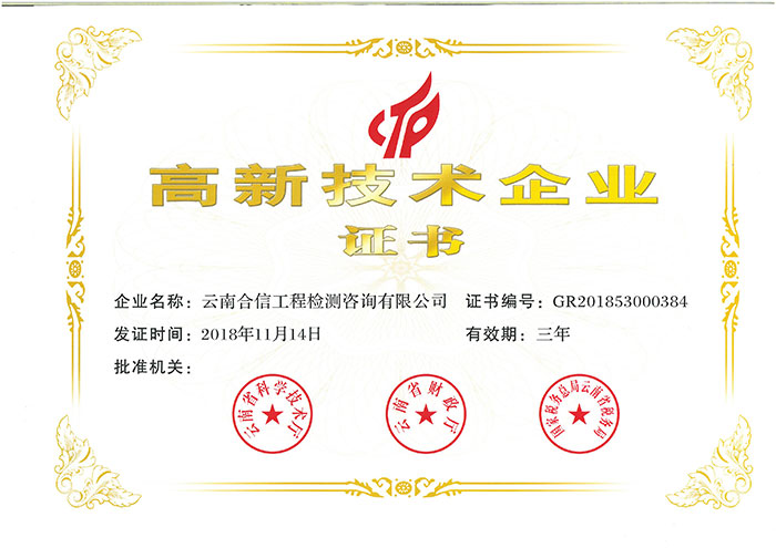 高新技術企業證書正本